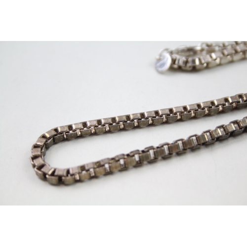 181 - Silver box link necklace & bracelet set by designer Tiffany & Co (52g)