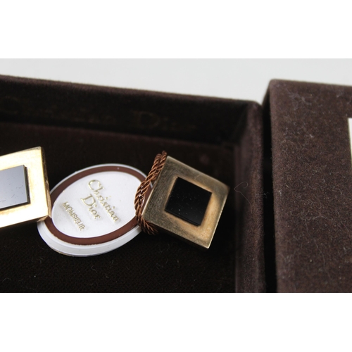 182 - Pair of gold tone cufflinks by designer Christian Dior inc. box (15g)