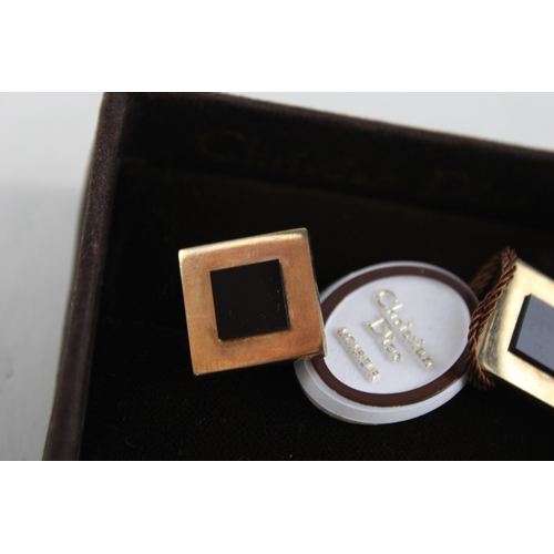 182 - Pair of gold tone cufflinks by designer Christian Dior inc. box (15g)