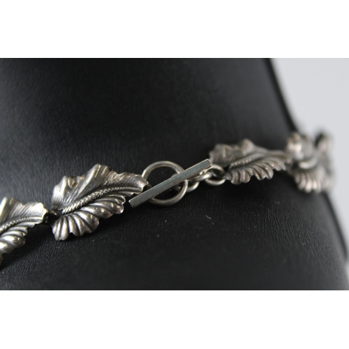 249 - A silver leaf design panel necklace by designer N E From, denmark (22g)