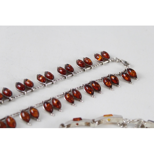 250 - A collection of silver Baltic amber set jewellery pieces (56g)