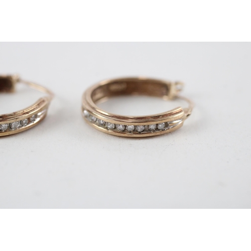 11 - 9ct gold diamond hoop earrings (4.2g)