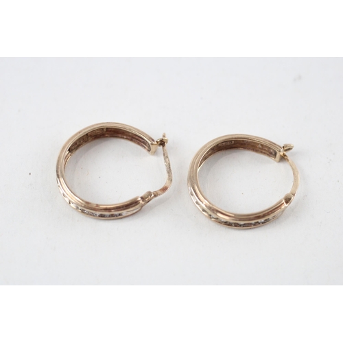 11 - 9ct gold diamond hoop earrings (4.2g)