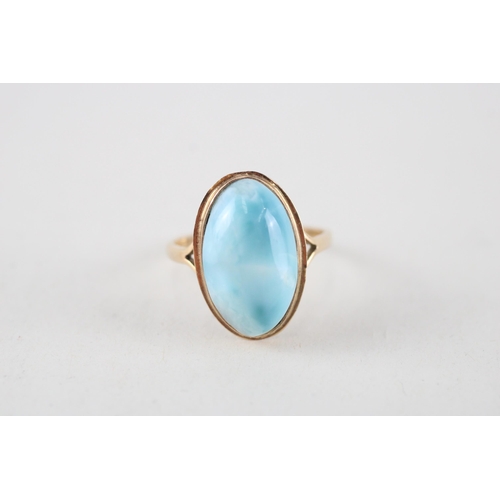 122 - 9ct gold blue gemstone dress ring (3.6g) Size  O