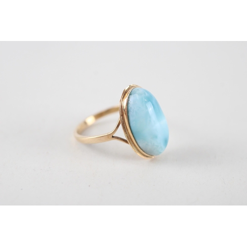 122 - 9ct gold blue gemstone dress ring (3.6g) Size  O