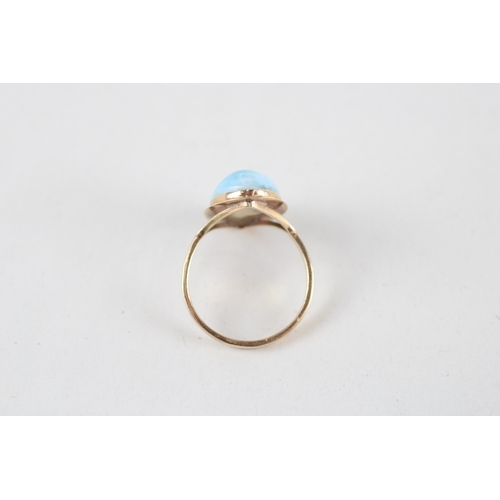 122 - 9ct gold blue gemstone dress ring (3.6g) Size  O