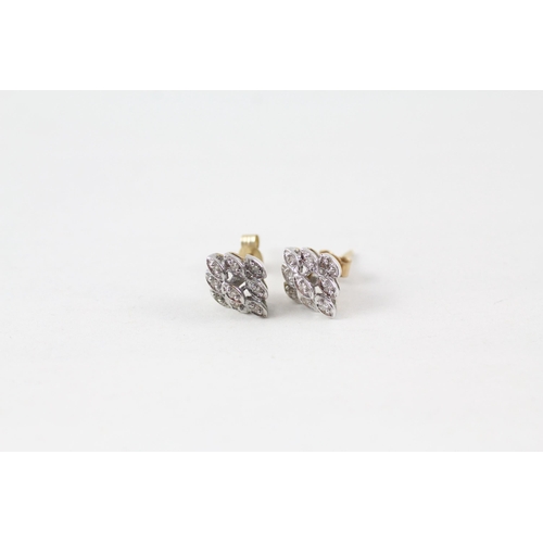 124 - 9ct gold diamond cluster earrings (1.5g)