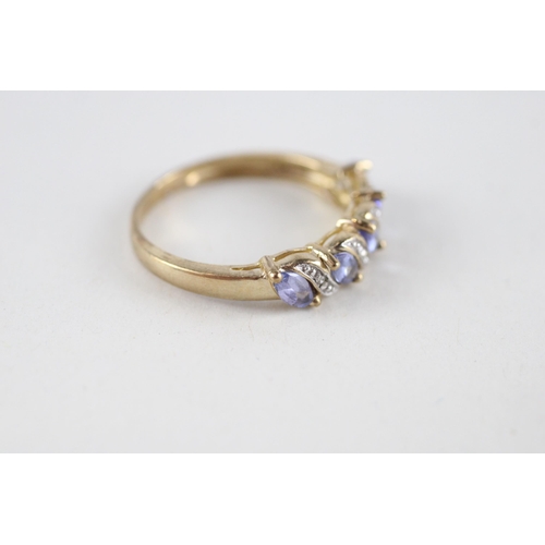 26 - 9ct gold tanzanite & diamond ring (2.3g) Size  P