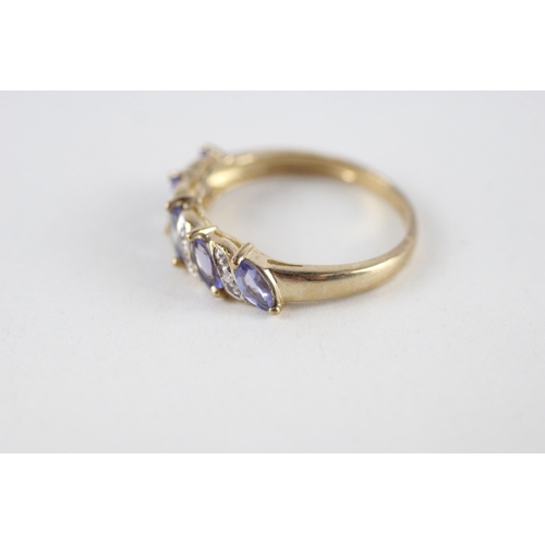 26 - 9ct gold tanzanite & diamond ring (2.3g) Size  P