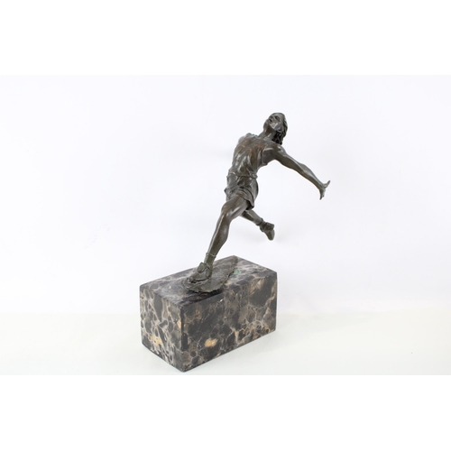 266 - Vintage bronze long jump ornament / award w/ marble base