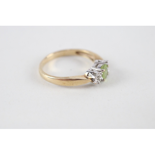 27 - 9ct gold peridot & diamond ring (2.5g) Size  O