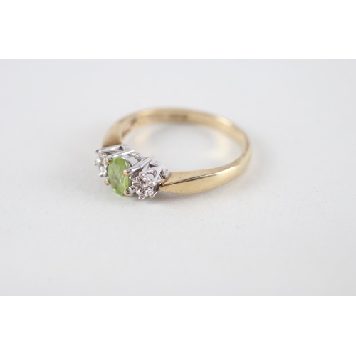 27 - 9ct gold peridot & diamond ring (2.5g) Size  O