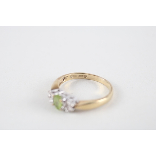 27 - 9ct gold peridot & diamond ring (2.5g) Size  O