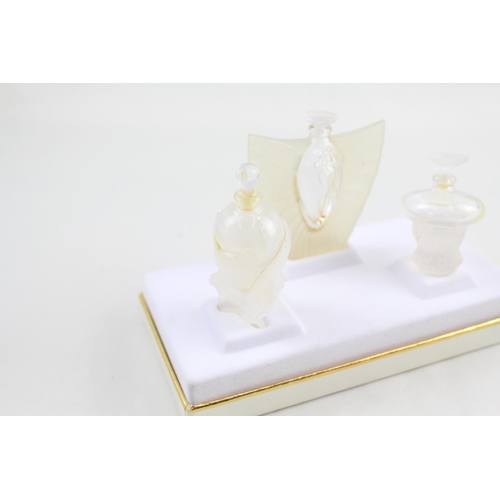 279 - LALIQUE Early 2000's Set of 3 Decorative Ladies Scent / Perfume Bottles Boxed