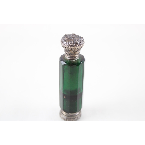 289 - Antique Victorian .800 Continental SILVER & Glass Double Ended Scent Bottle 60g