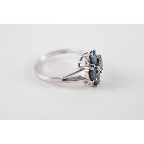 29 - 9ct white gold sapphire & diamond dress ring (2.8g) Size  N