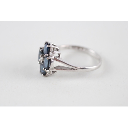 29 - 9ct white gold sapphire & diamond dress ring (2.8g) Size  N