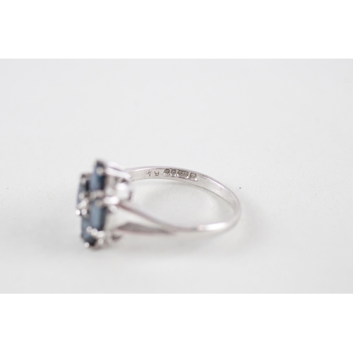 29 - 9ct white gold sapphire & diamond dress ring (2.8g) Size  N