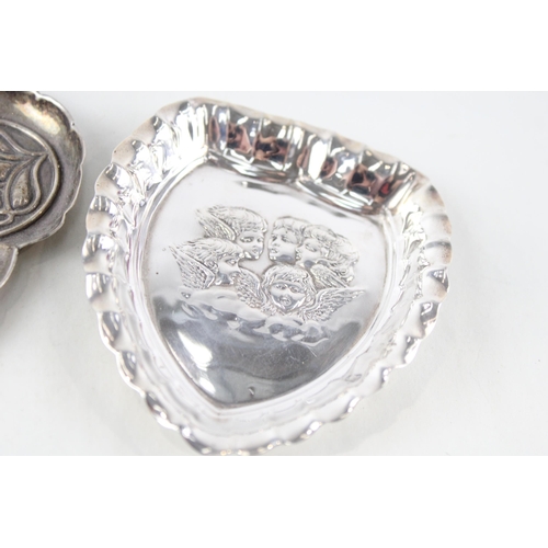 309 - 2 x Antique .925 Sterling Silver Cherub Trinket Dishes Inc Victorian (48g)