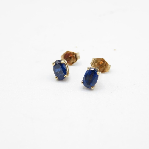 33 - 3x 9ct gold ruby, sapphire & diamond stud earrings (2g)