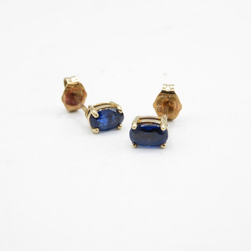 33 - 3x 9ct gold ruby, sapphire & diamond stud earrings (2g)