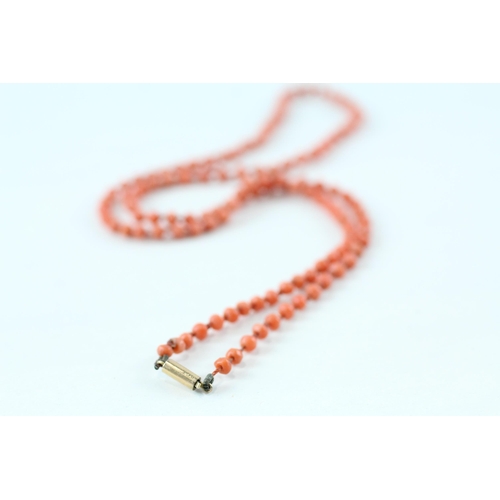 34 - 2x 9ct gold coral necklaces (14.5g)