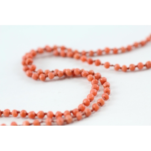 34 - 2x 9ct gold coral necklaces (14.5g)