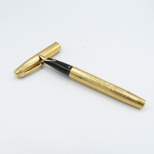 347 - Vintage SHEAFFER Imperial Gold Plated Fountain Pen w/ 14ct Gold Nib WRITING