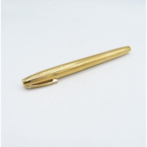 347 - Vintage SHEAFFER Imperial Gold Plated Fountain Pen w/ 14ct Gold Nib WRITING