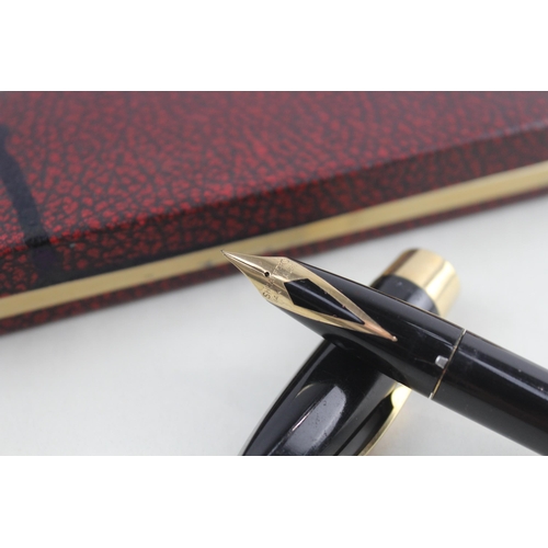 348 - Vintage SHEAFFER PFM Pen For Men Black Fountain Pen w/ 14ct Gold Nib WRITING