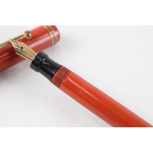 354 - Vintage PARKER Duofold 'The Big Red' Orange Fountain Pen w/ Gold Plate Nib