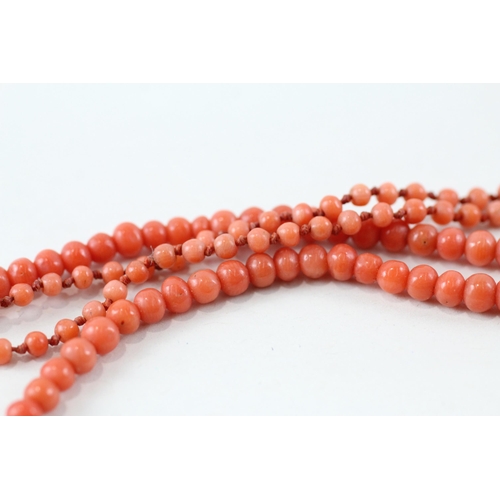 36 - 2x 9ct gold coral necklaces (14.2g)