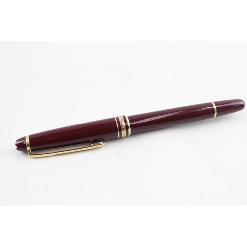 360 - MONTBLANC Meisterstuck Burgundy Fountain Pen w/ 14ct Gold Nib WRITING