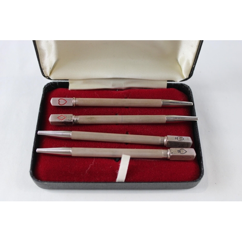 362 - 4 x Vintage Stamped .925 Sterling Silver Cribbage Propelling Pencils (24g)