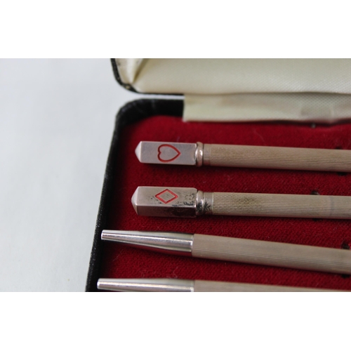 362 - 4 x Vintage Stamped .925 Sterling Silver Cribbage Propelling Pencils (24g)