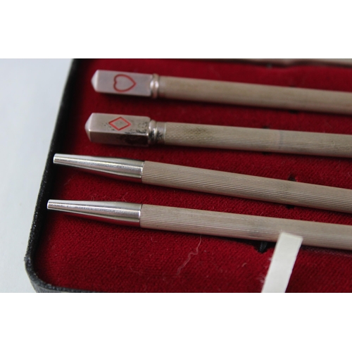 362 - 4 x Vintage Stamped .925 Sterling Silver Cribbage Propelling Pencils (24g)