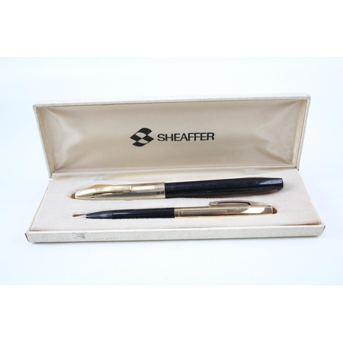 370 - Vintage SHEAFFER Imperial Black Fountain Pen w/ 14ct Nib, Gold Plate Cap, Pencil