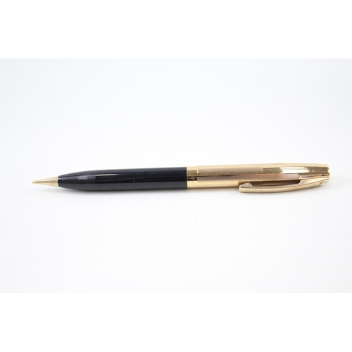 370 - Vintage SHEAFFER Imperial Black Fountain Pen w/ 14ct Nib, Gold Plate Cap, Pencil