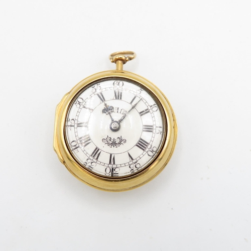 372 - Very rare 18ct gold paired pocket watch VERGE FUSEE movement  outer case is hallmarked, inner case a... 