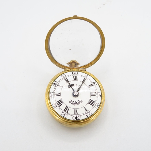 372 - Very rare 18ct gold paired pocket watch VERGE FUSEE movement  outer case is hallmarked, inner case a... 