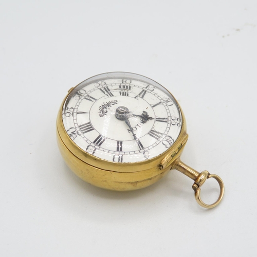 372 - Very rare 18ct gold paired pocket watch VERGE FUSEE movement  outer case is hallmarked, inner case a... 