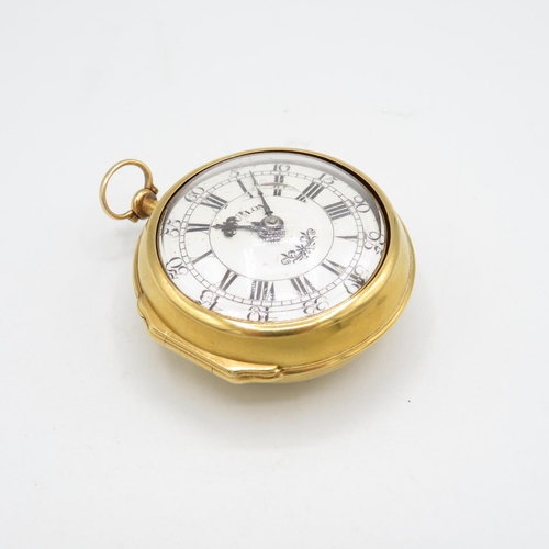 372 - Very rare 18ct gold paired pocket watch VERGE FUSEE movement  outer case is hallmarked, inner case a... 