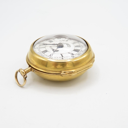 372 - Very rare 18ct gold paired pocket watch VERGE FUSEE movement  outer case is hallmarked, inner case a... 