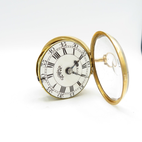 372 - Very rare 18ct gold paired pocket watch VERGE FUSEE movement  outer case is hallmarked, inner case a... 