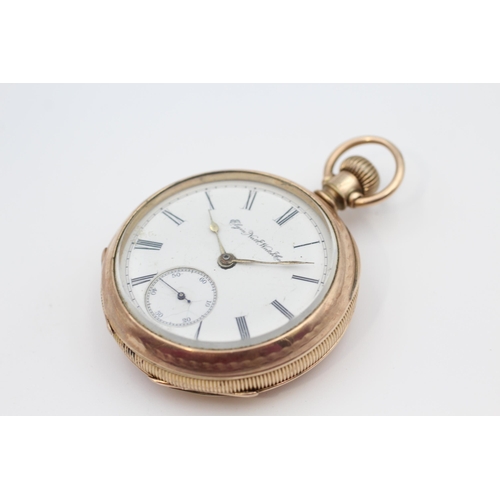 389 - ELGIN Gents Rolled Gold Open Face Railway Pocket Watch Hand-wind WORKING