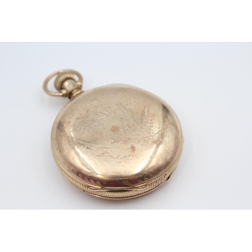 389 - ELGIN Gents Rolled Gold Open Face Railway Pocket Watch Hand-wind WORKING