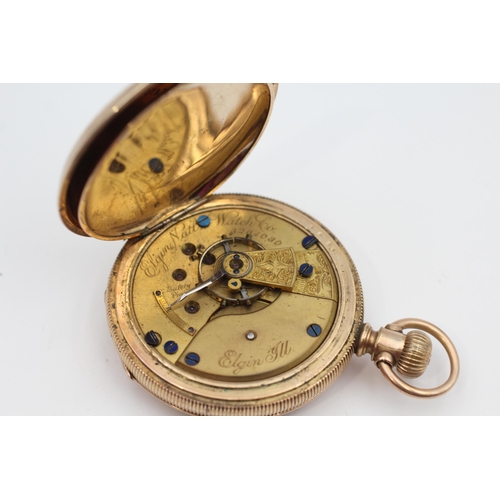 389 - ELGIN Gents Rolled Gold Open Face Railway Pocket Watch Hand-wind WORKING