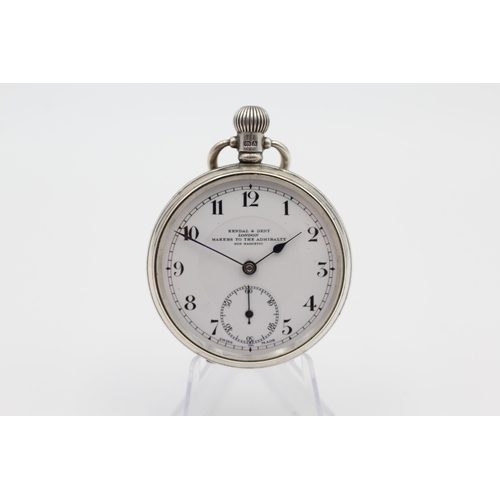 390 - KENDAL & DENT Sterling Silver Gents Vintage Pocket Watch Hand-wind WORKING