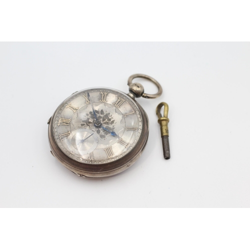 391 - Sterling Silver Gents Antique Fusee Pocket Watch Key-wind WORKING