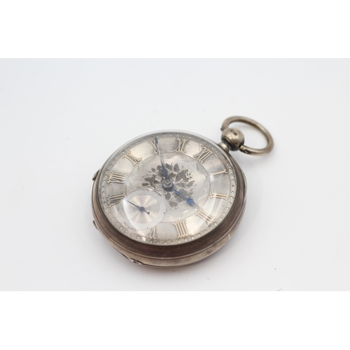 391 - Sterling Silver Gents Antique Fusee Pocket Watch Key-wind WORKING